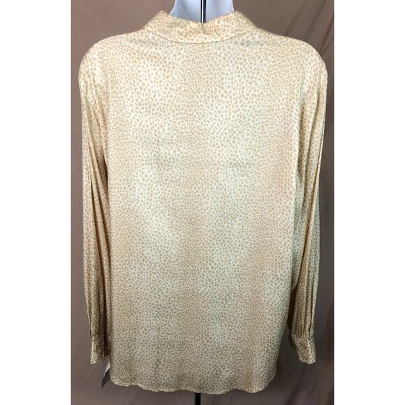 Vintage w/Tags Liz Claiborne Top LP Tan Leopard Button Up Glam Career 2000s Y2K - Picture 3 of 7